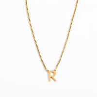 201 Stainless Steel 304 Stainless Steel Gold Plated Simple Style Letter Pendant Necklace sku image 15