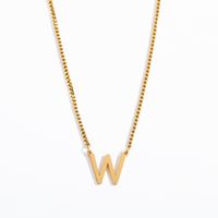 201 Stainless Steel 304 Stainless Steel Gold Plated Simple Style Letter Pendant Necklace sku image 18