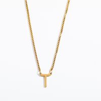 201 Stainless Steel 304 Stainless Steel Gold Plated Simple Style Letter Pendant Necklace sku image 16