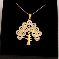 Style Simple Commuer Arbre Acier Inoxydable Le Cuivre Placage Incruster Zircon Plaqué Or 18k Pendentif sku image 1