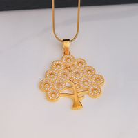 Simple Style Commute Tree Stainless Steel Copper Plating Inlay Zircon 18k Gold Plated Pendant Necklace main image 6