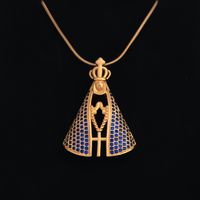 Simple Style Commute Tree Stainless Steel Copper Plating Inlay Zircon 18k Gold Plated Pendant Necklace sku image 2