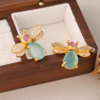 1 Pair Ig Style Insect Bee Plating Inlay Copper Glass Zircon Ear Studs main image 4