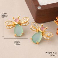 1 Pair Ig Style Insect Bee Plating Inlay Copper Glass Zircon Ear Studs main image 2