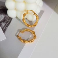 1 Pair Vintage Style French Style Curve Stainless Steel Hoop Earrings main image 5