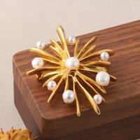 Vintage Style Fashion Simple Style Fireworks Copper Plating Inlay Pearl Women's Brooches 1 Piece main image 4