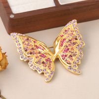 Elegant Vintage Style Sweet Butterfly Copper Plating Inlay Rhinestones Women's Brooches 1 Piece main image 5