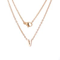 Stainless Steel Rose Gold Plated Simple Style Letter None Pendant Necklace sku image 22