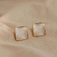 1 Pair Simple Style Square Enamel Plating Copper 24k Gold Plated Ear Studs main image 4