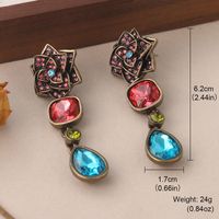 1 Pair Vintage Style Camellia Plating Inlay Ancient Bronze Rhinestones Glass Ancient Bronze Earrings main image 2