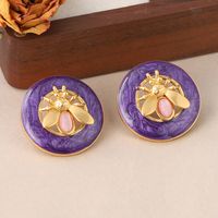 1 Pair Vintage Style Bee Plating Inlay Copper Opal Pearl 18k Gold Plated Ear Studs main image 1