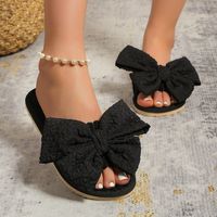 Women's Vintage Style Solid Color Bowknot Open Toe Slides Slippers main image 1