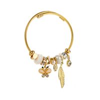 Elegant Cute Feather Butterfly Stainless Steel Alloy Beaded Plating Inlay Rhinestones Women's Bangle main image 4