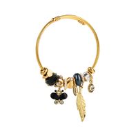 Elegant Cute Feather Butterfly Stainless Steel Alloy Beaded Plating Inlay Rhinestones Women's Bangle main image 5