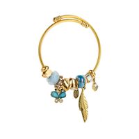 Elegant Cute Feather Butterfly Stainless Steel Alloy Beaded Plating Inlay Rhinestones Women's Bangle sku image 2