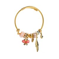 Elegant Cute Feather Butterfly Stainless Steel Alloy Beaded Plating Inlay Rhinestones Women's Bangle sku image 4