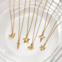 Stainless Steel 18K Gold Plated Simple Style Polishing Plating Star Heart Shape Bow Knot Pendant Necklace main image 4
