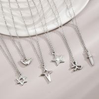 Stainless Steel 18K Gold Plated Simple Style Polishing Plating Star Heart Shape Bow Knot Pendant Necklace main image 5