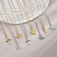Stainless Steel 18K Gold Plated Simple Style Polishing Plating Star Heart Shape Bow Knot Pendant Necklace main image 1