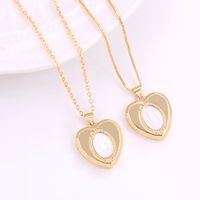 Ig Style Virgin Mary Heart Shape Shell Copper Plating Inlay Carving Shell 18k Gold Plated Pendant Necklace main image 4