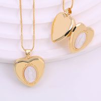 Ig Style Virgin Mary Heart Shape Shell Copper Plating Inlay Carving Shell 18k Gold Plated Pendant Necklace main image 5
