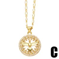 Vintage Style Simple Style Devil's Eye Heart Shape Bird Copper Plating Inlay Zircon 18k Gold Plated Pendant Necklace main image 8