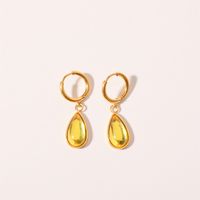 1 Pair Simple Style Water Droplets Plating Inlay Stainless Steel Birthstone 18k Gold Plated Drop Earrings sku image 10