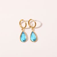 1 Pair Simple Style Water Droplets Plating Inlay Stainless Steel Birthstone 18k Gold Plated Drop Earrings sku image 2