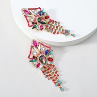 1 Pair Elegant Shiny Geometric Tassel Plating Inlay Zinc Alloy Rhinestones Drop Earrings main image 4