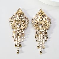 1 Pair Elegant Shiny Geometric Tassel Plating Inlay Zinc Alloy Rhinestones Drop Earrings main image 6