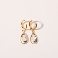 1 Pair Simple Style Water Droplets Plating Inlay Stainless Steel Birthstone 18k Gold Plated Drop Earrings sku image 3