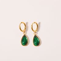 1 Pair Simple Style Water Droplets Plating Inlay Stainless Steel Birthstone 18k Gold Plated Drop Earrings main image 4