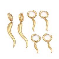 Stainless Steel 18K Gold Plated Simple Style Plating Chili Drop Earrings main image 5
