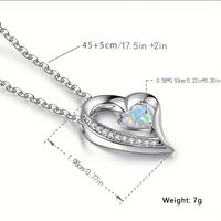 Copper White Gold Plated Elegant Heart Shape Plating Inlay Opal Pendant Necklace main image 2