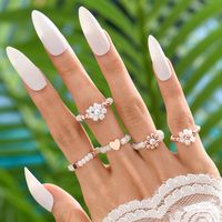 Simple Style Classic Style Flower Artificial Pearl Copper Beaded Women's Rings sku image 1