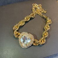 Einfacher Stil Glänzend Herzform Künstliche Strasssteine Legierung Großhandel Halskette main image 4