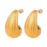 1 Paire Style Simple Les Gouttelettes D'eau Placage Acier Inoxydable Plaqué Or 18k Boucles D'oreilles main image 3