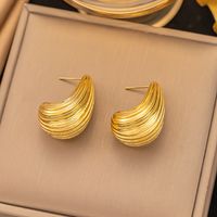 1 Pair Simple Style Water Droplets Plating Stainless Steel 18k Gold Plated Ear Studs main image 6