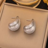 1 Pair Simple Style Water Droplets Plating Stainless Steel 18k Gold Plated Ear Studs main image 4