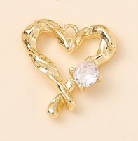 Romantic Heart Shape Copper Plating Inlay Zircon 18k Gold Plated White Gold Plated Valentine's Day Jewelry Accessories sku image 1