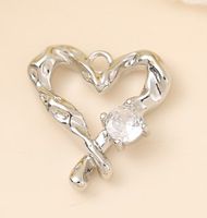 Romantic Heart Shape Copper Plating Inlay Zircon 18k Gold Plated White Gold Plated Valentine's Day Jewelry Accessories sku image 2