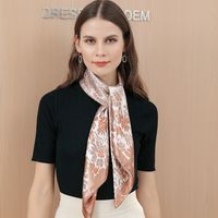 Women's Elegant Lady Modern Style Printing Satin Silk Scarf sku image 7