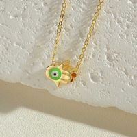 Einfacher Stil Teufels Auge Palme Kupfer Emaille Überzug 14 Karat Vergoldet Halskette Mit Anhänger main image 3