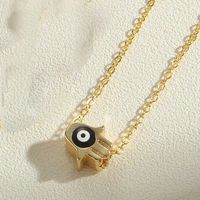 Simple Style Devil's Eye Palm Copper Enamel Plating 14k Gold Plated Pendant Necklace sku image 4
