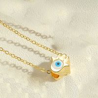 Simple Style Devil's Eye Palm Copper Enamel Plating 14k Gold Plated Pendant Necklace sku image 1