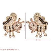1 Pair Cute Bee Plating Inlay Copper Zircon 18k Gold Plated Ear Studs main image 2