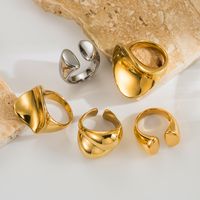 Ig Style Basic Solid Color Stainless Steel Plating 14k Gold Plated Open Rings main image 1