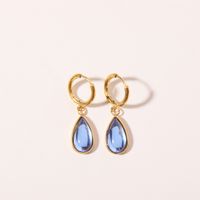1 Pair Simple Style Water Droplets Plating Inlay Stainless Steel Birthstone 18k Gold Plated Drop Earrings sku image 11
