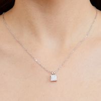 Copper White Gold Plated Elegant Simple Style Square Inlay Opal Pendant Necklace main image 3