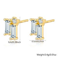 1 Pair Simple Style Geometric Rectangle Plating Inlay Sterling Silver Zircon 18k Gold Plated White Gold Plated Ear Studs main image 2